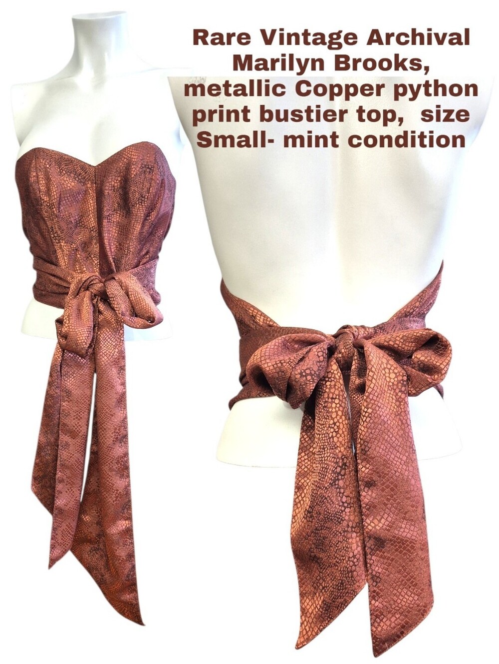 Marilyn Brooks 🇨🇦 Vintage Snake Print Bustier Copper- Like New